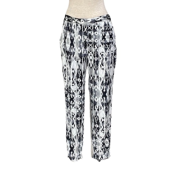 Paige Pants Silver Black Printed Silky Satin Pockets Size Small - Picture 1 of 14